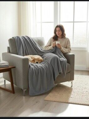 Cozy Plush Sherpa Throw Blanket - GRAY